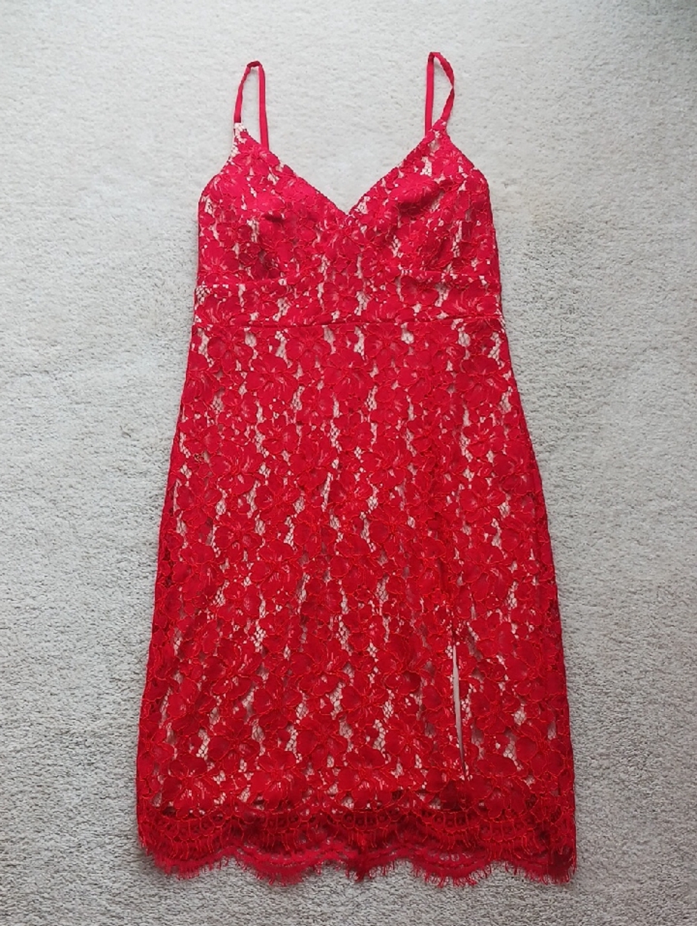 Lulus Red Lace Cocktail Dress